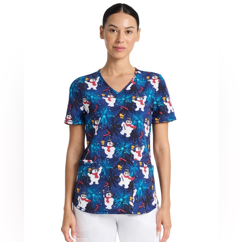 Snowman Print Women's Short Sleeve Top